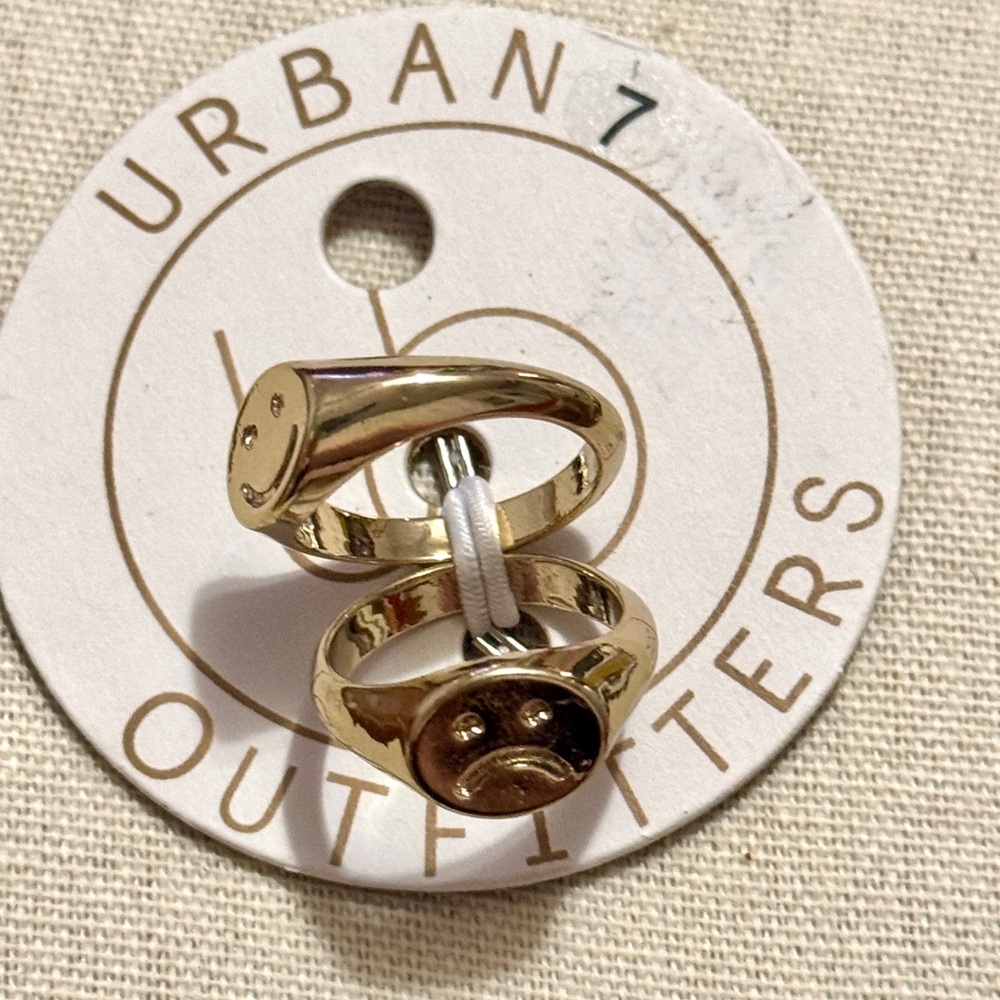Urban Outfitters Gold Happy & Sad Ring Set